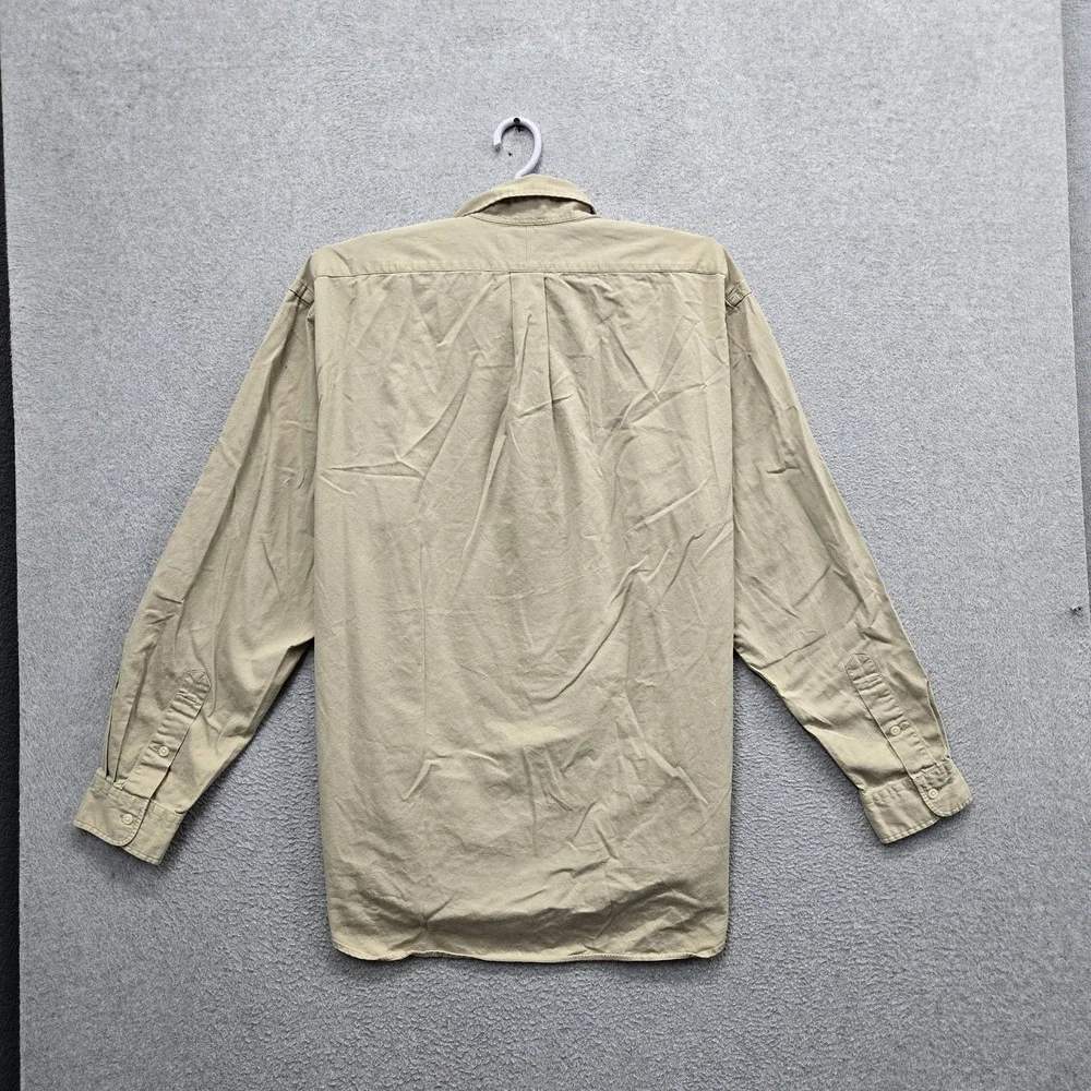 VINTAGE Ralph Lauren Men Button Up Shirt XL Khaki Embroidered Pony READ